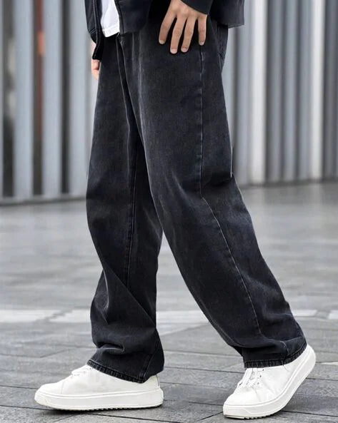 Men Lightly Washed Baggy Jeans