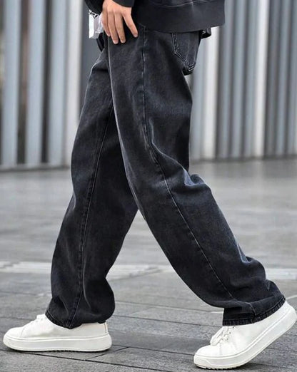 Men Lightly Washed Baggy Jeans