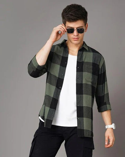 Men Flannel Checks Slim Fit Shirt