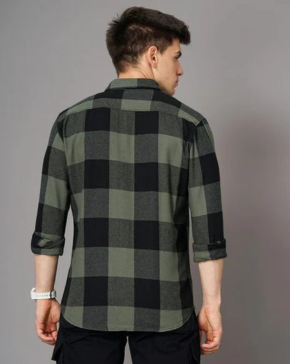 Men Flannel Checks Slim Fit Shirt