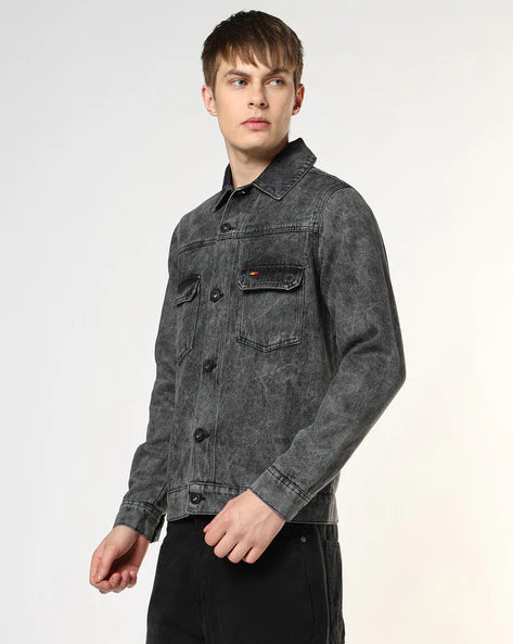 Men Regular Fit Trucker Jacket