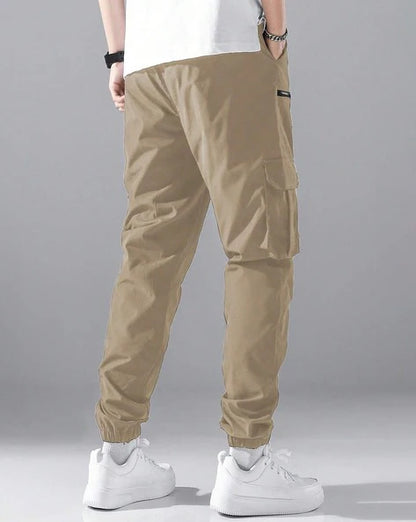 Men Relaxed Fit Cargo Joggers with Drawstring Waist