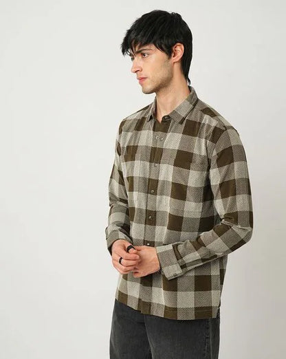 Men Checked Slim Fit Shirt