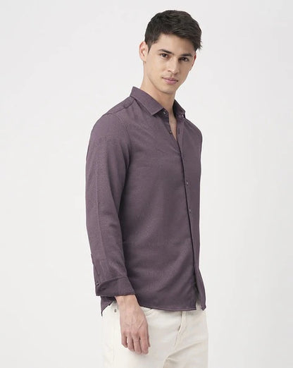 Men Slim Fit Shirt with Curved Hem