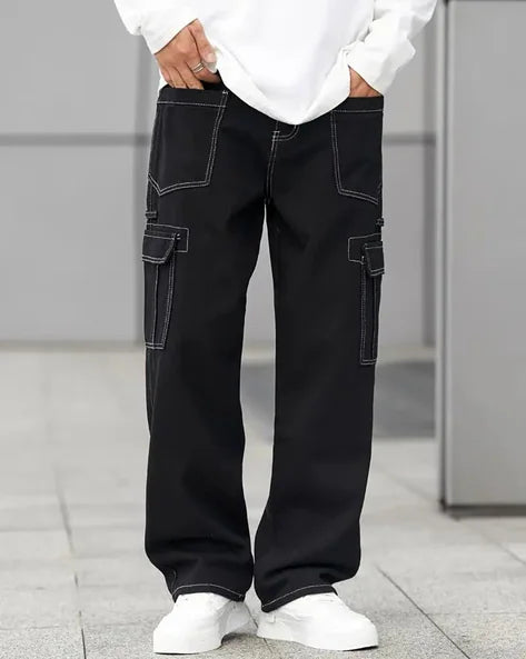 Men relaxed fit flat Cargo pants