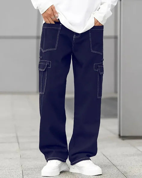 Men relaxed fit flat Cargo pants