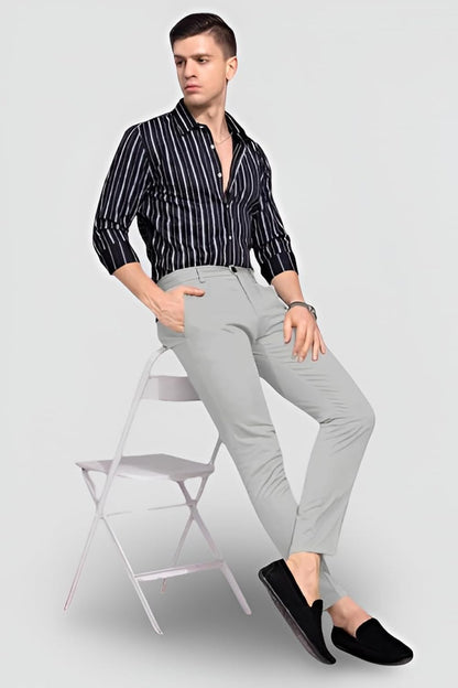 Men's Solid Lycra Slim Fit Stretchable Formal and Casual Trousers