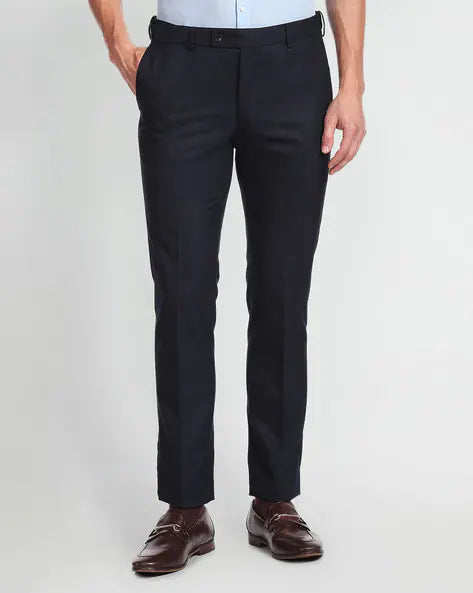 Slim fit flat front trousers