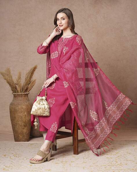 Women floral straight kurta set