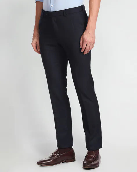 Slim fit flat front trousers