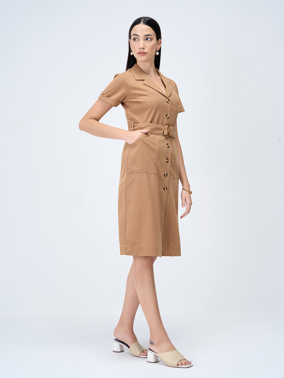 Kate-fawn belated shirt dress-fawn