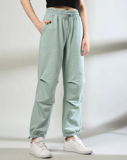 Women wide leg parachute track pants