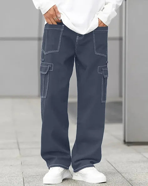 Men relaxed fit flat Cargo pants