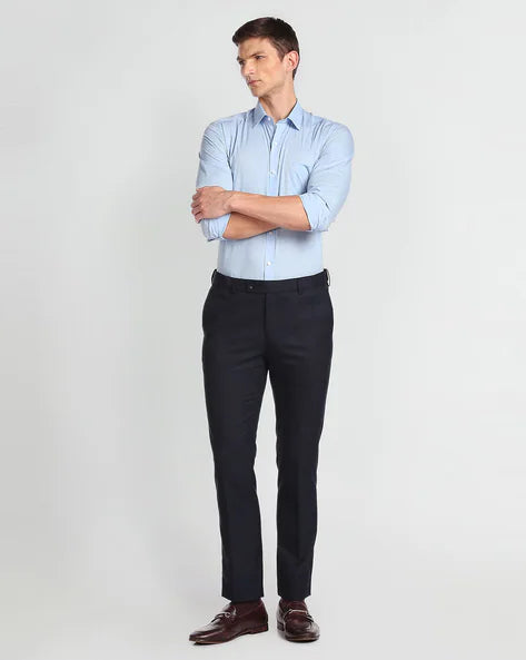 Slim fit flat front trousers